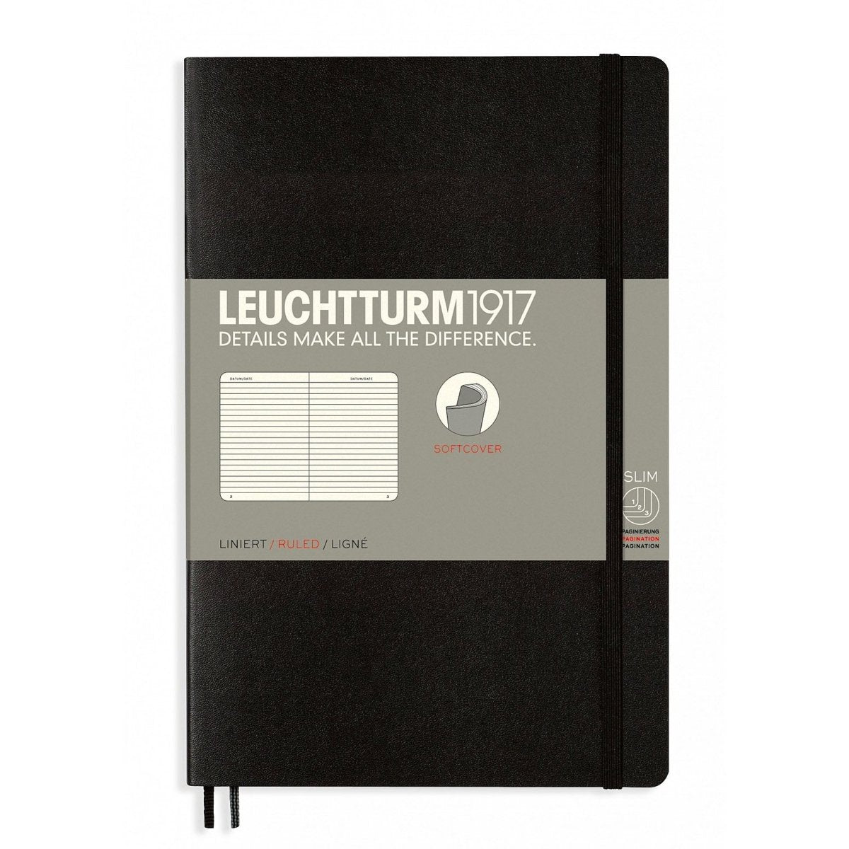 Leuchtturm1917 Slim B6+ Notitieboek Black - Gelinieerd - 24Papershop