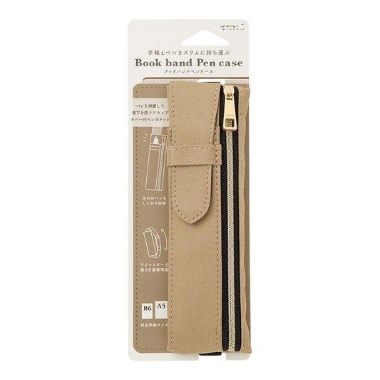 Midori Book Band Pen Case - Beige - 24Papershop