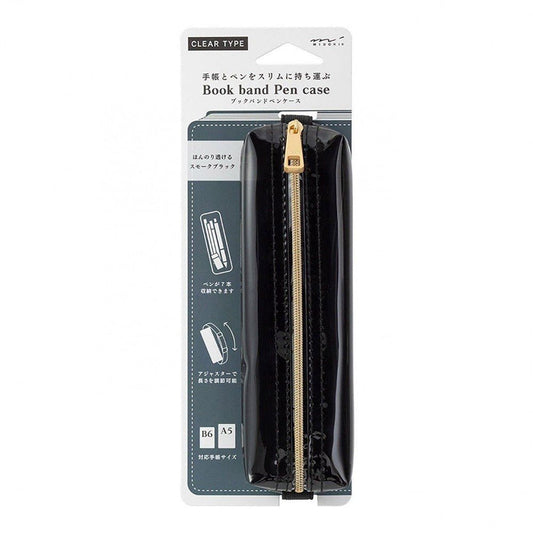 Midori Book Band Pen Case - Clear Black - 24Papershop