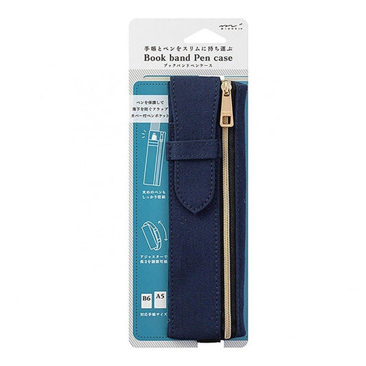 Midori Book Band Pen Case - Navy - 24Papershop