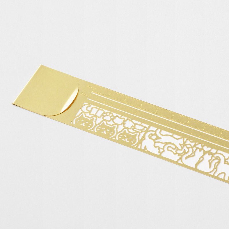 Midori Clip Ruler - Cat Brass - 24Papershop