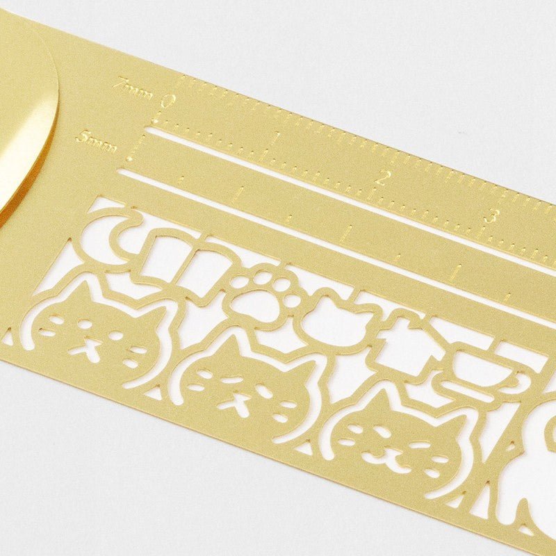 Midori Clip Ruler - Cat Brass - 24Papershop