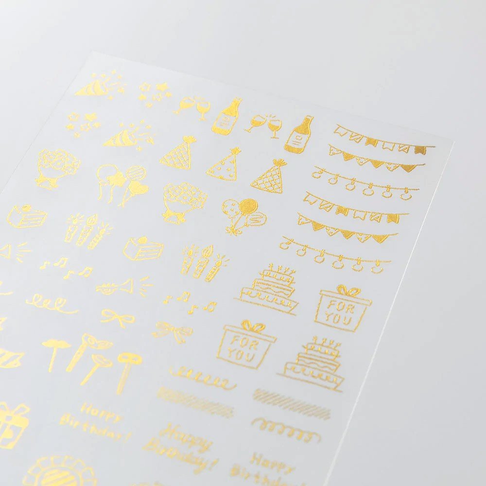 Midori Foil Transfer Sticker Gold - Celebratory - 24Papershop