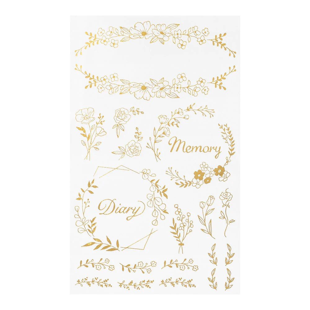 Midori Foil Transfer Sticker Gold - Flower - 24Papershop