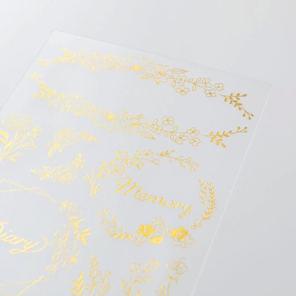 Midori Foil Transfer Sticker Gold - Flower - 24Papershop