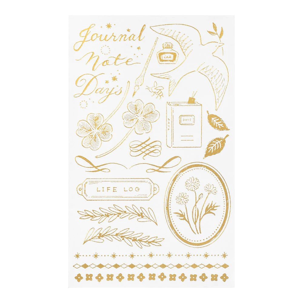 Midori Foil Transfer Sticker Gold - Happy Motifs for Record - 24Papershop