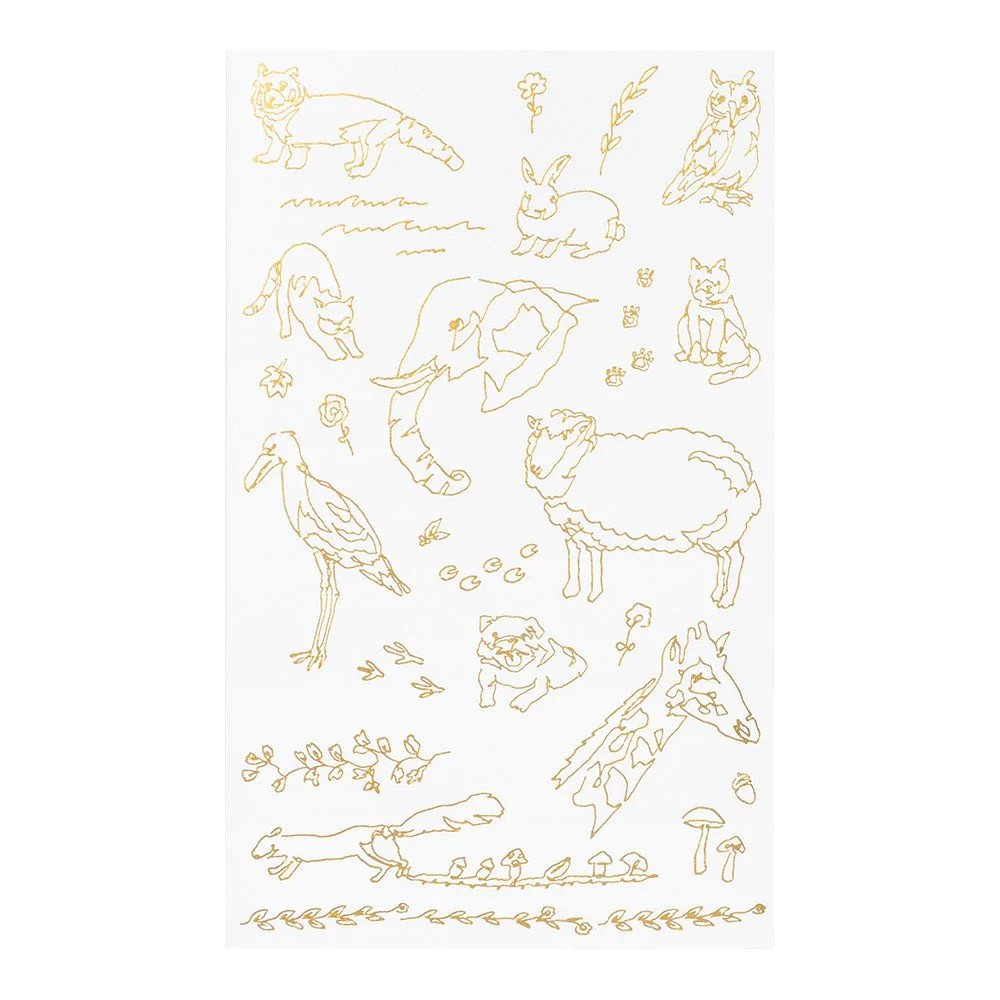 Midori Foil Transfer Sticker Gold - Land Animals - 24Papershop