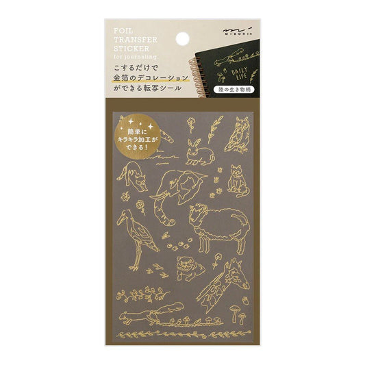 Midori Foil Transfer Sticker Gold - Land Animals - 24Papershop