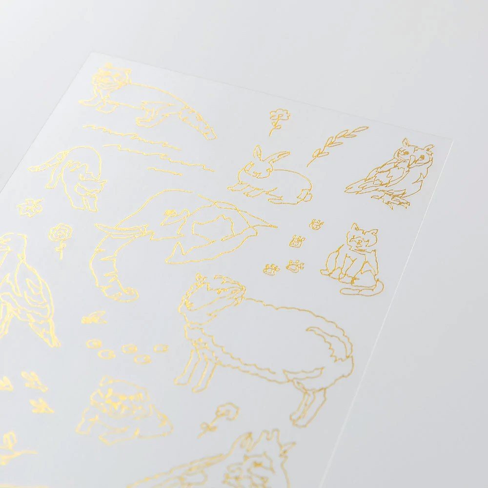 Midori Foil Transfer Sticker Gold - Land Animals - 24Papershop