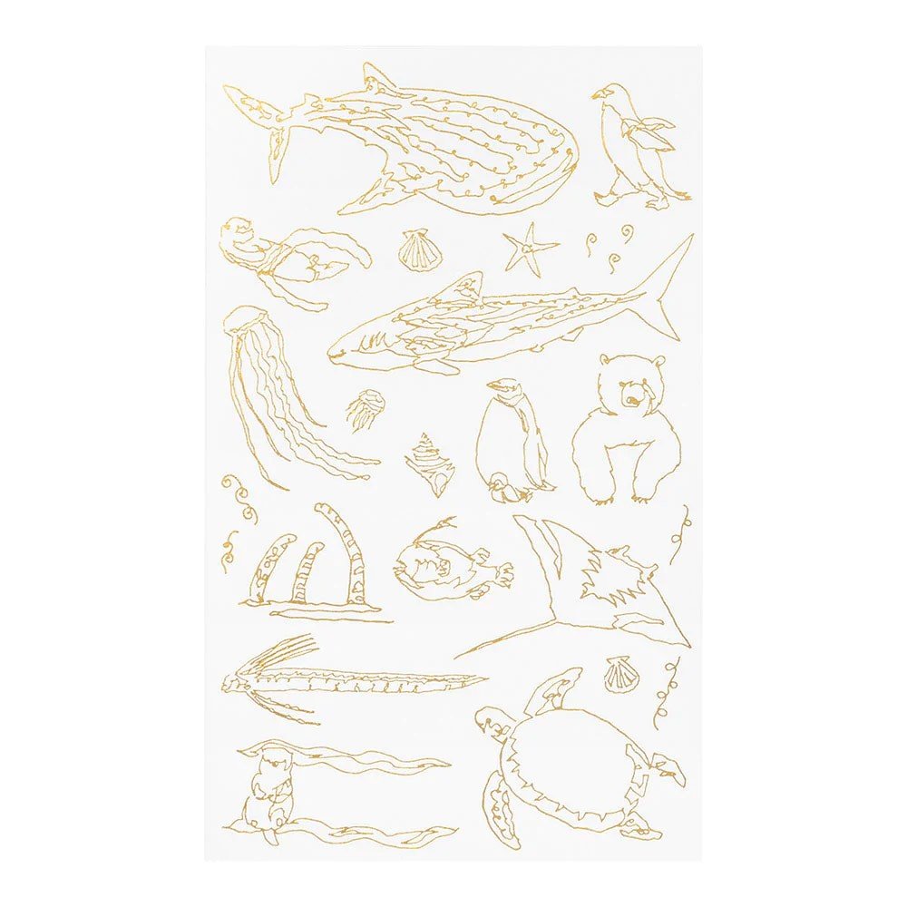 Midori Foil Transfer Sticker Gold - Sea Creatures - 24Papershop