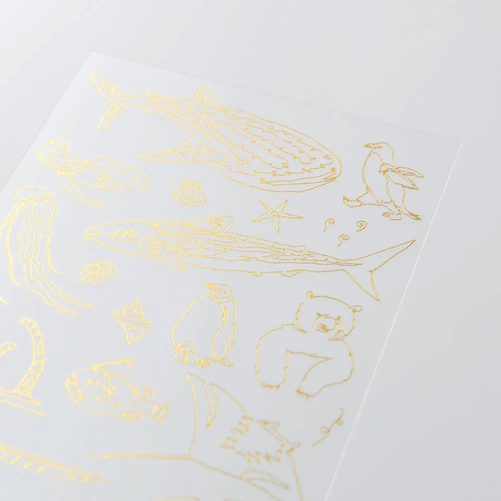 Midori Foil Transfer Sticker Gold - Sea Creatures - 24Papershop