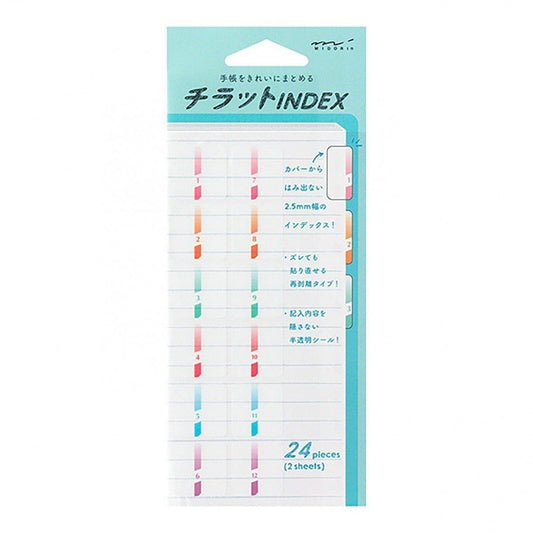 Midori Index Label Chiratto Numbers Color - 24Papershop