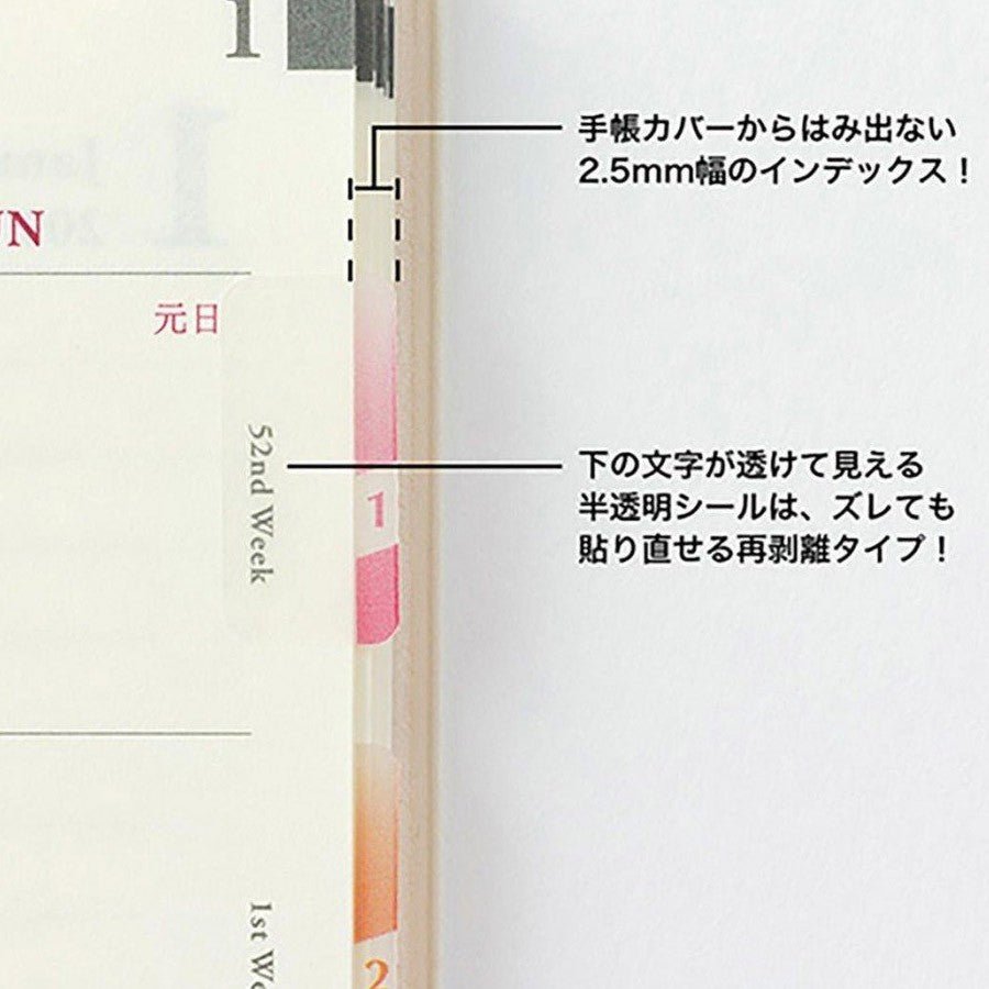 Midori Index Label Chiratto Numbers Color - 24Papershop