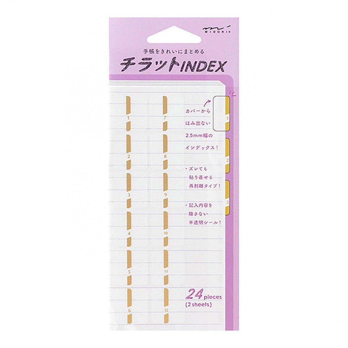 Midori Index Label Chiratto Numbers Gold - 24Papershop