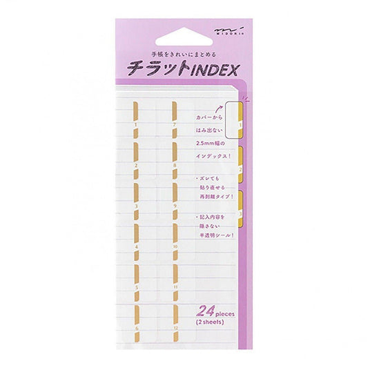 Midori Index Label Chiratto Numbers Gold - 24Papershop