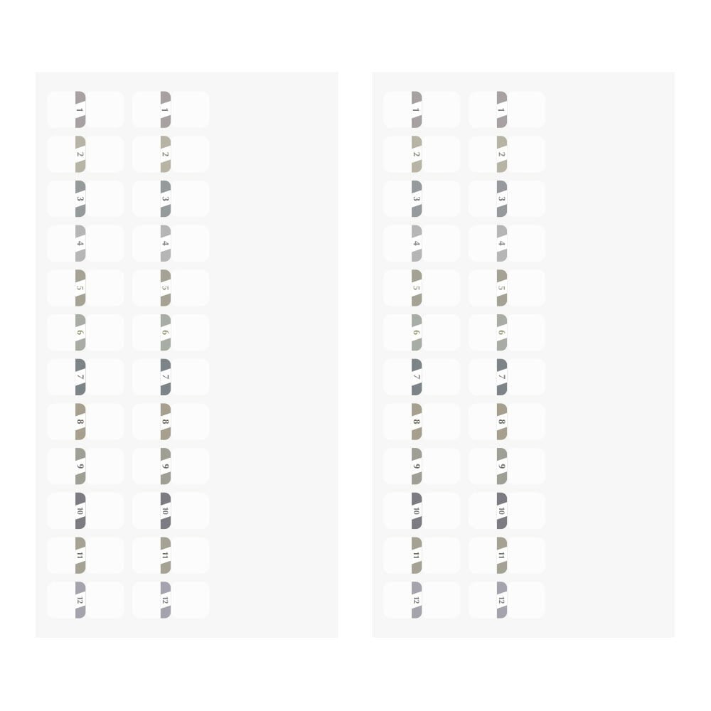 Midori Index Label S Chiratto Numbers Gray - 24Papershop