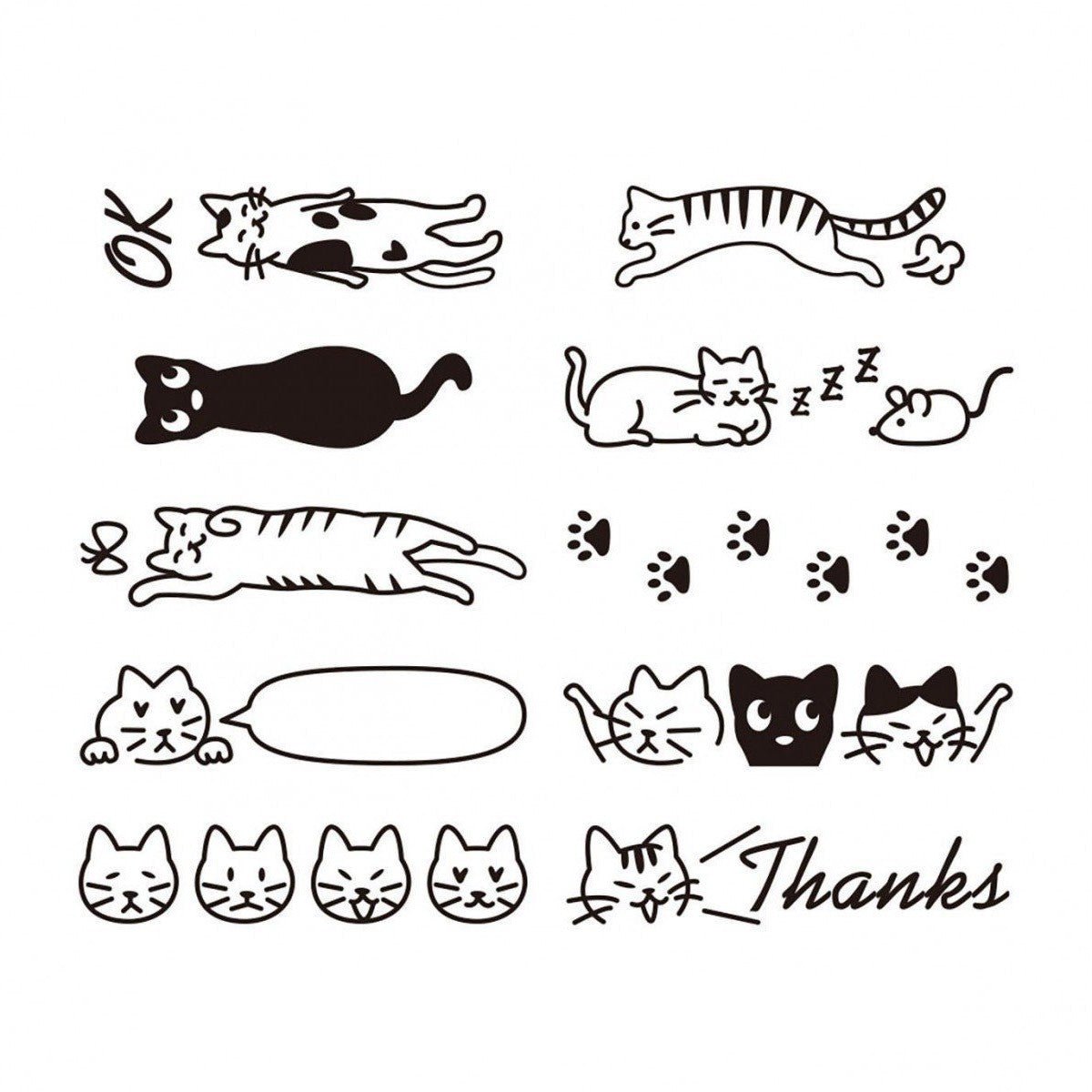 Midori Paintable Rotating Stamp Cat - 24Papershop