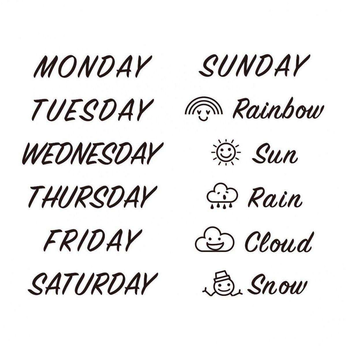 Midori Paintable Rotating Stamp Days of the week and Weather - 24Papershop