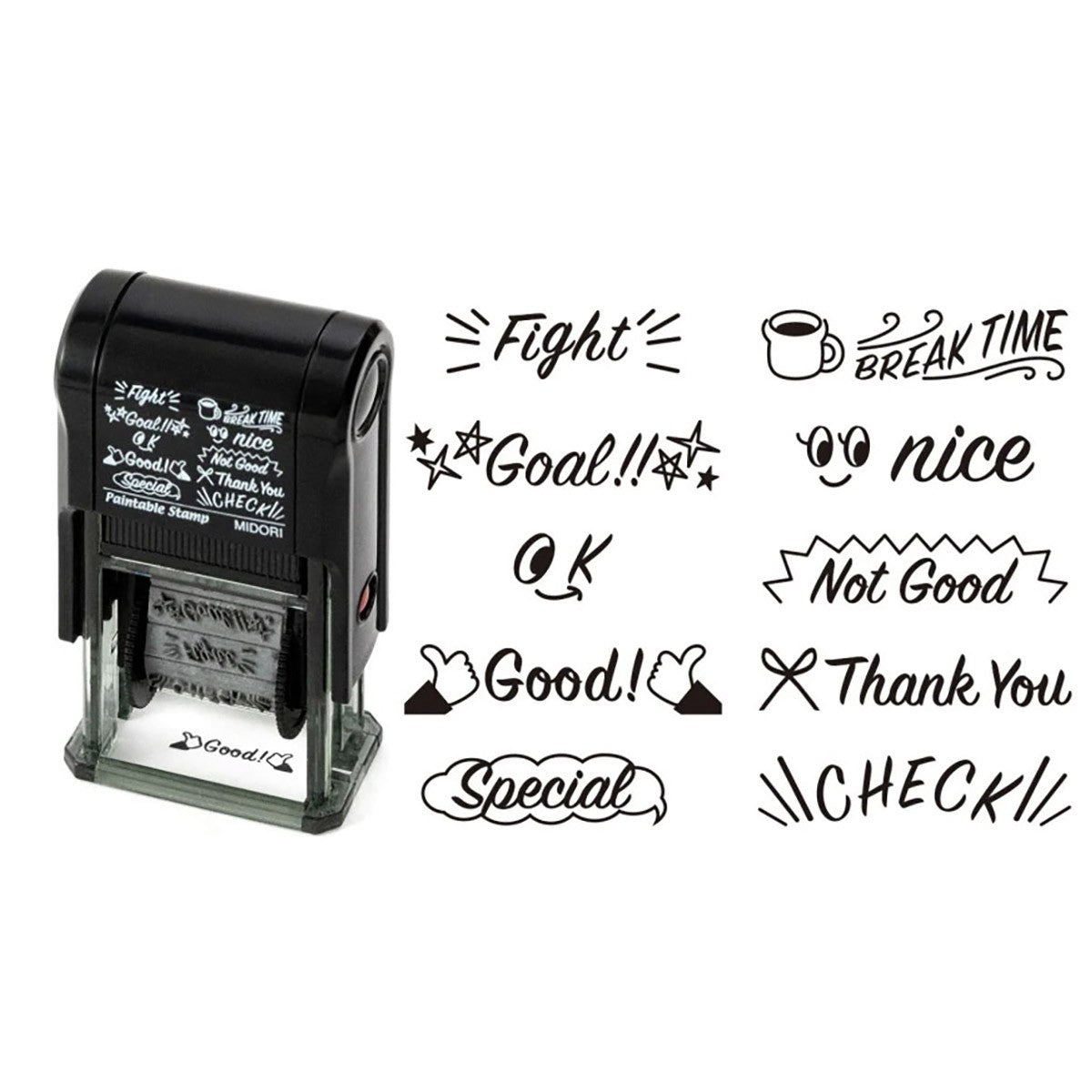 Midori Paintable Rotating Stamp English Message - 24Papershop