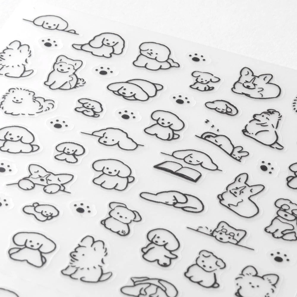 Midori Stickers - Dog Black & White - 24Papershop