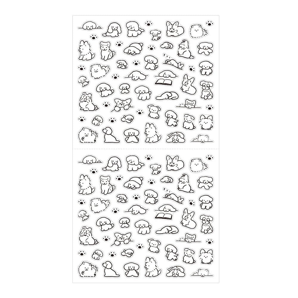 Midori Stickers - Dog Black & White - 24Papershop