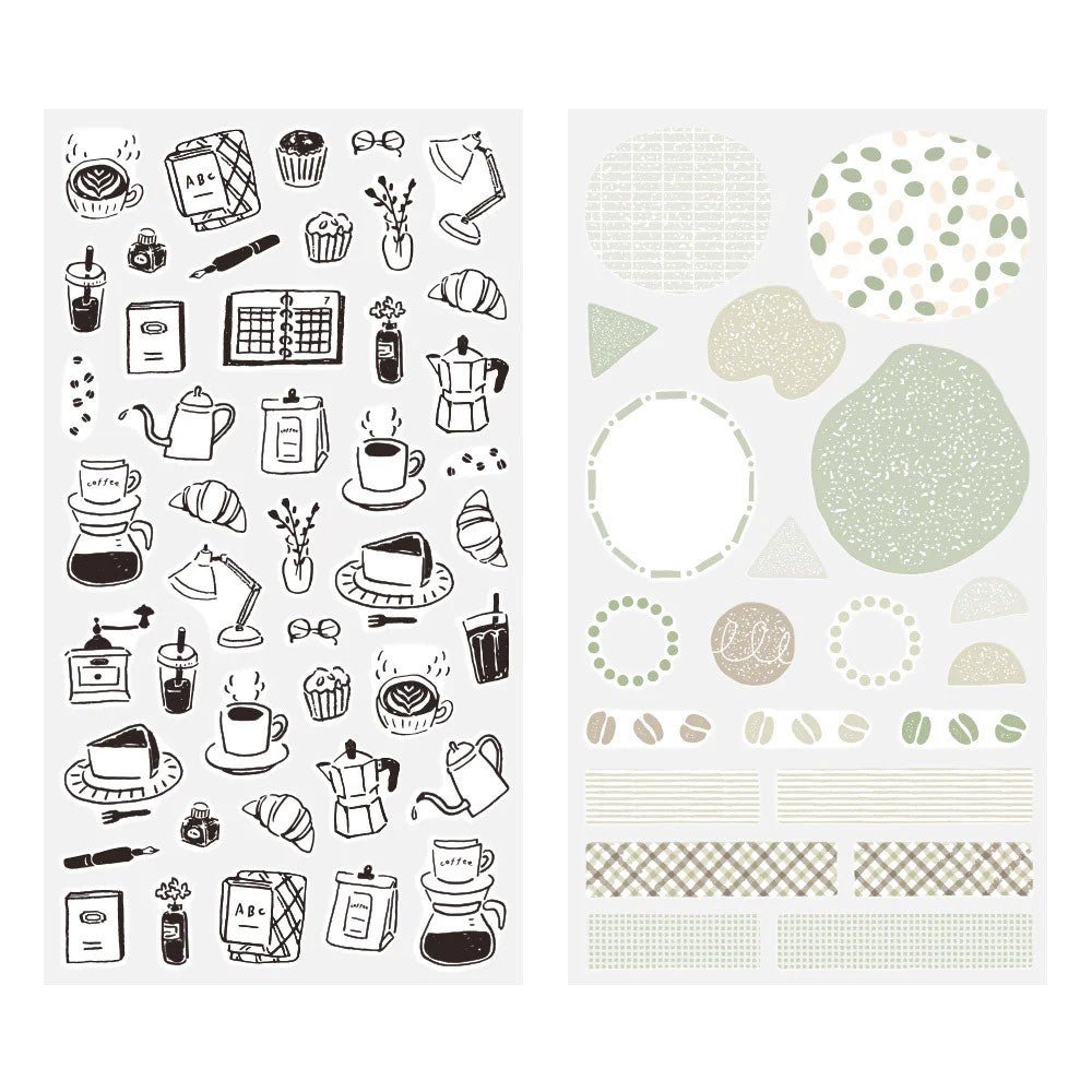 Midori Stickers - Monotone Cafe - 24Papershop