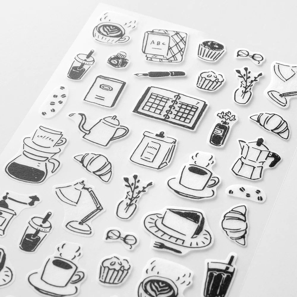 Midori Stickers - Monotone Cafe - 24Papershop