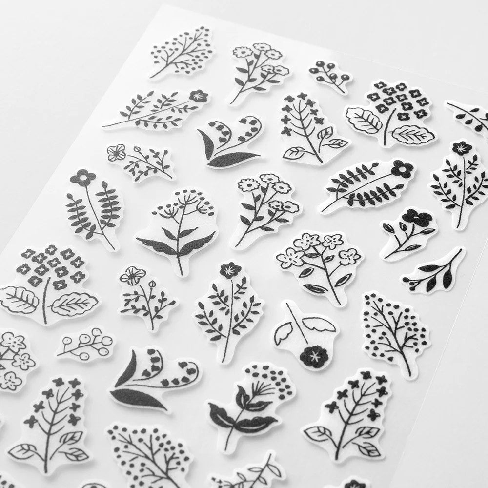 Midori Stickers - Monotone Flower - 24Papershop