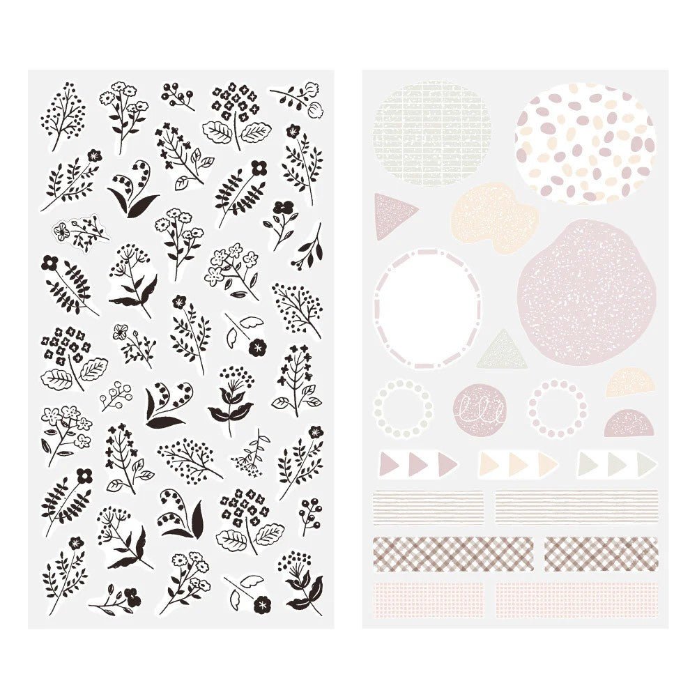 Midori Stickers - Monotone Flower - 24Papershop