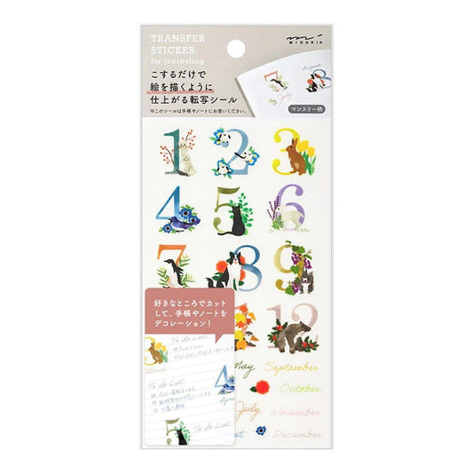 Midori Transfer Stickers - Monthly Number - 24Papershop