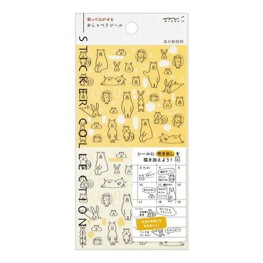 Midori TRAVELER'S Sticker Chat Forest Animals - 24Papershop