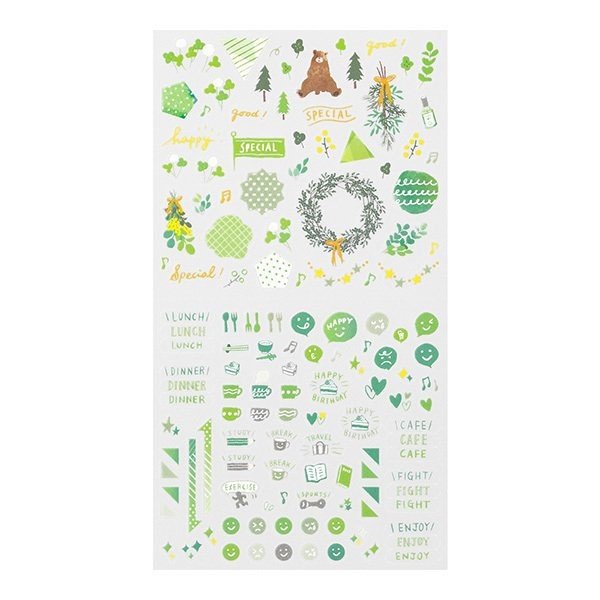 Midori TRAVELER'S Stickers Color Green - 24Papershop