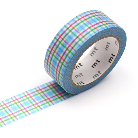 MT Masking Tape - Colorful Checkered Blue 15mm x 7m - 24Papershop