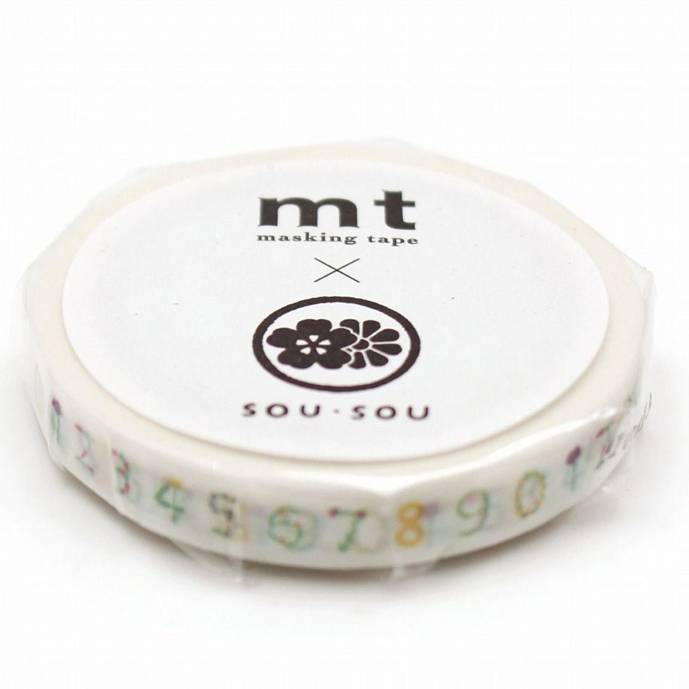 MT Masking Tape - Floral Numbers - 7mm x 7m - 24Papershop