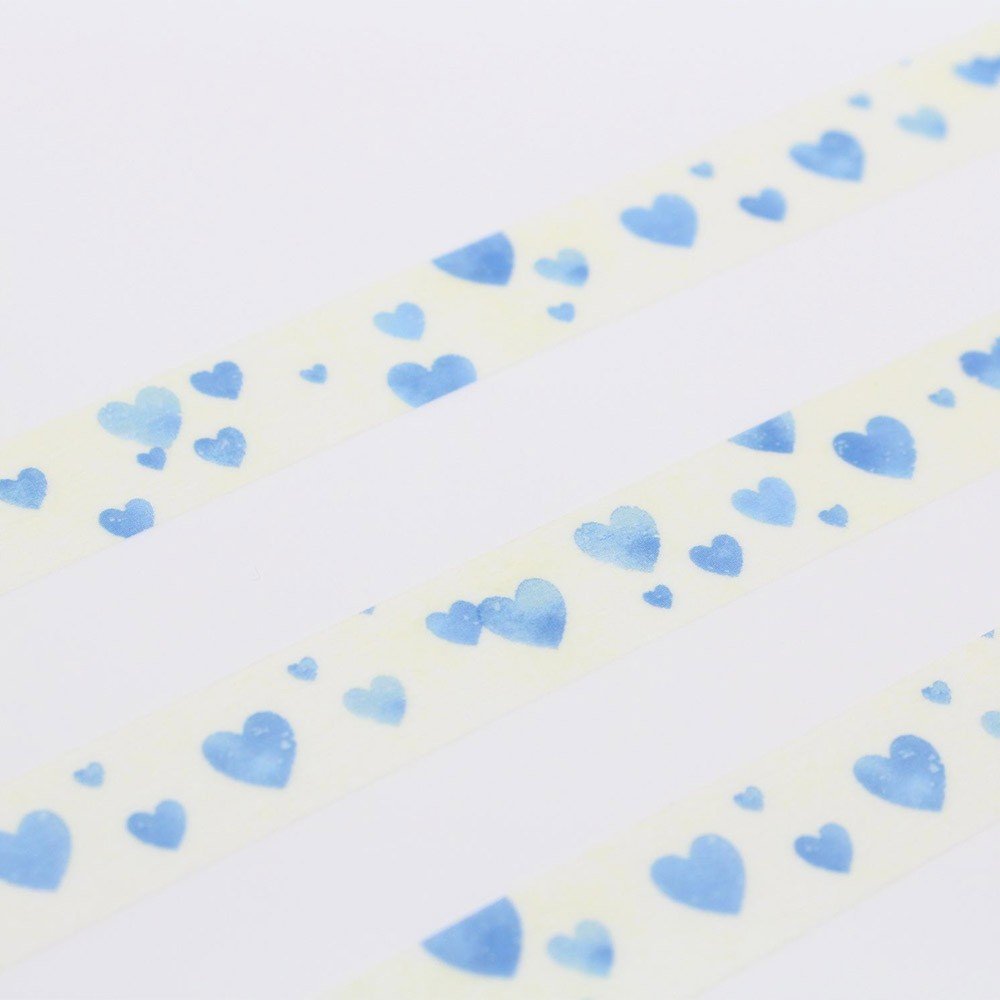 MT Masking Tape - Heart Stamp Blue - 15mm - 7m - 24Papershop