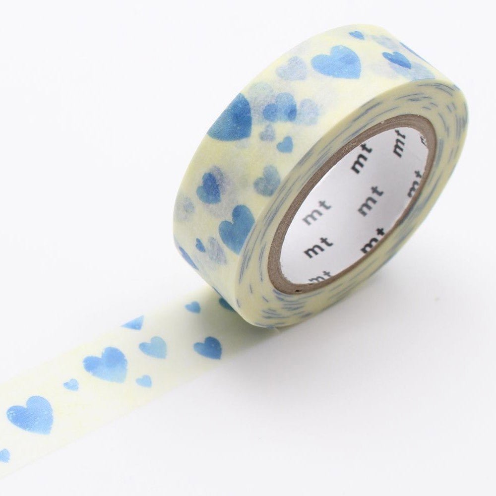 MT Masking Tape - Heart Stamp Blue - 15mm - 7m - 24Papershop