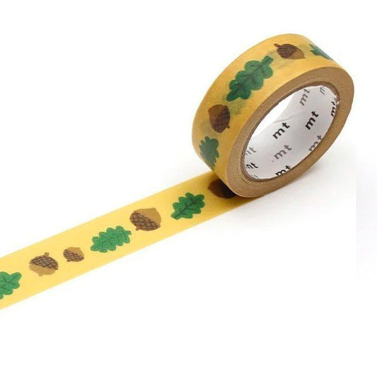 MT Masking Tape - Leaves and Acorns 15mm x 7m - 24Papershop