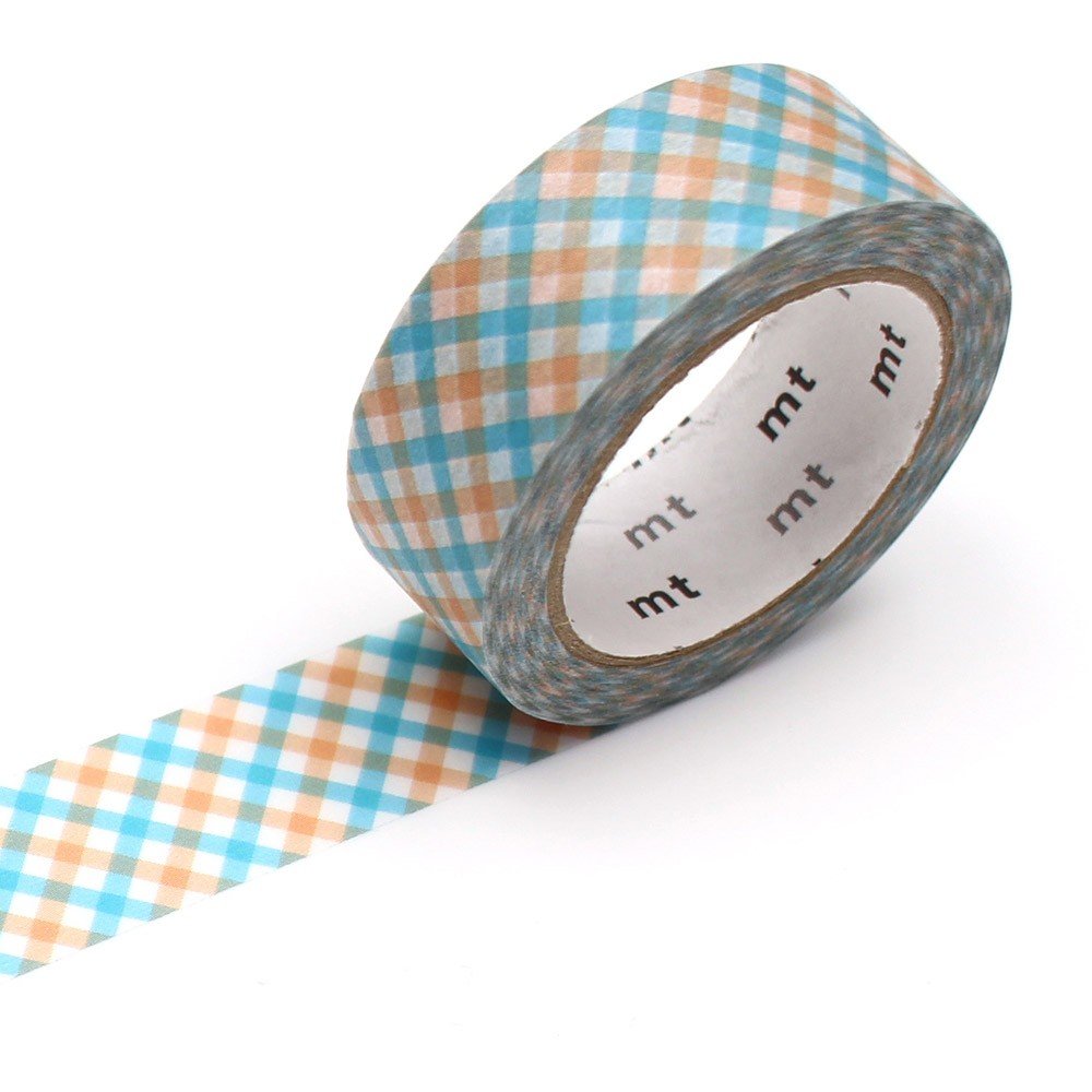 MT Masking Tape - Overlap Checkered Orange 15mm x 7m - 24Papershop