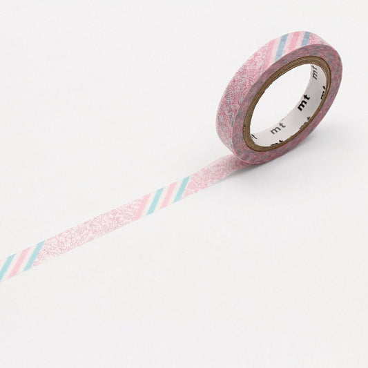 MT Masking Tape - Pink Flower Stripe - 7mm x 7m - 24Papershop