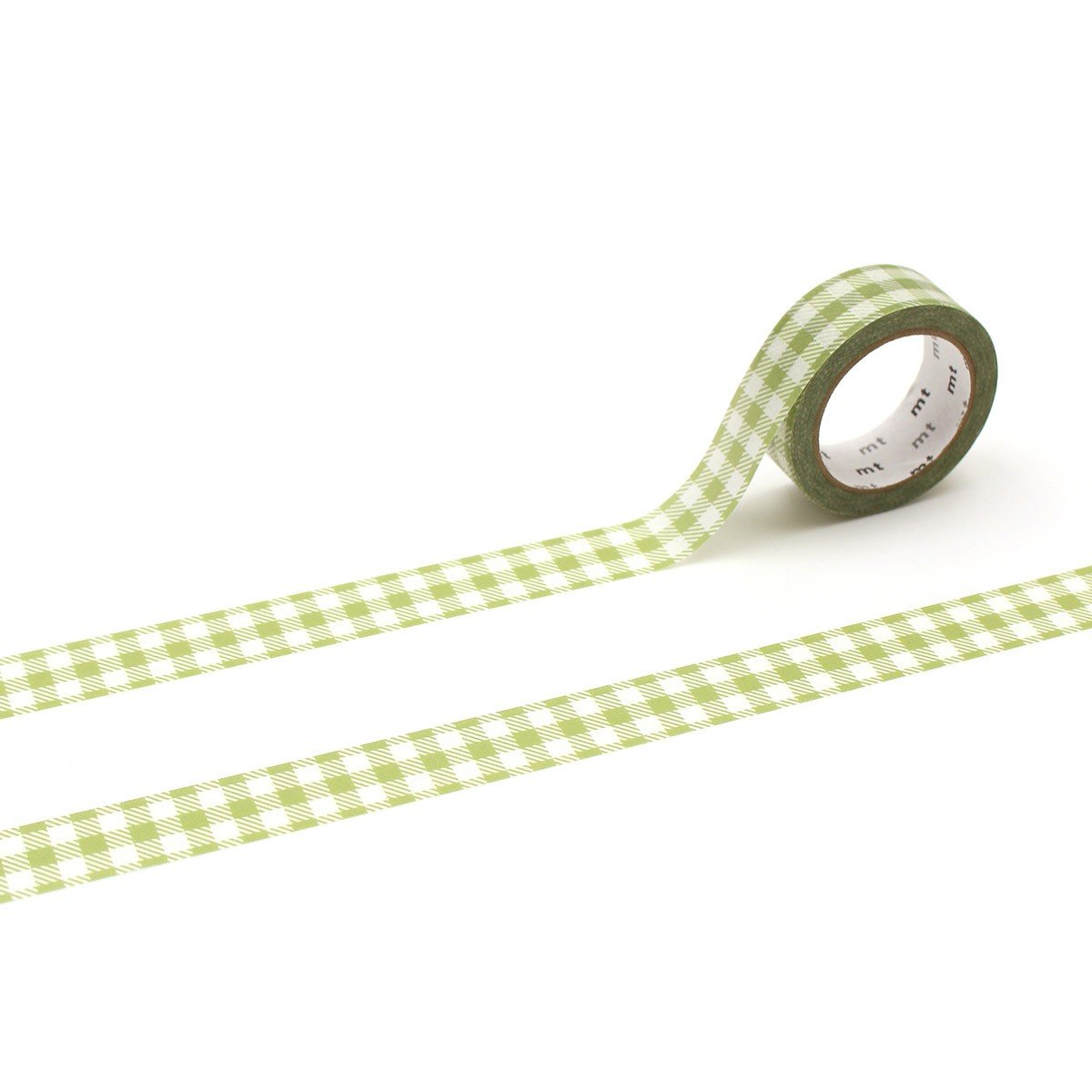 MT Masking Tape - Stripe Checkered Light Moss Green - 15mm x 7m - 24Papershop