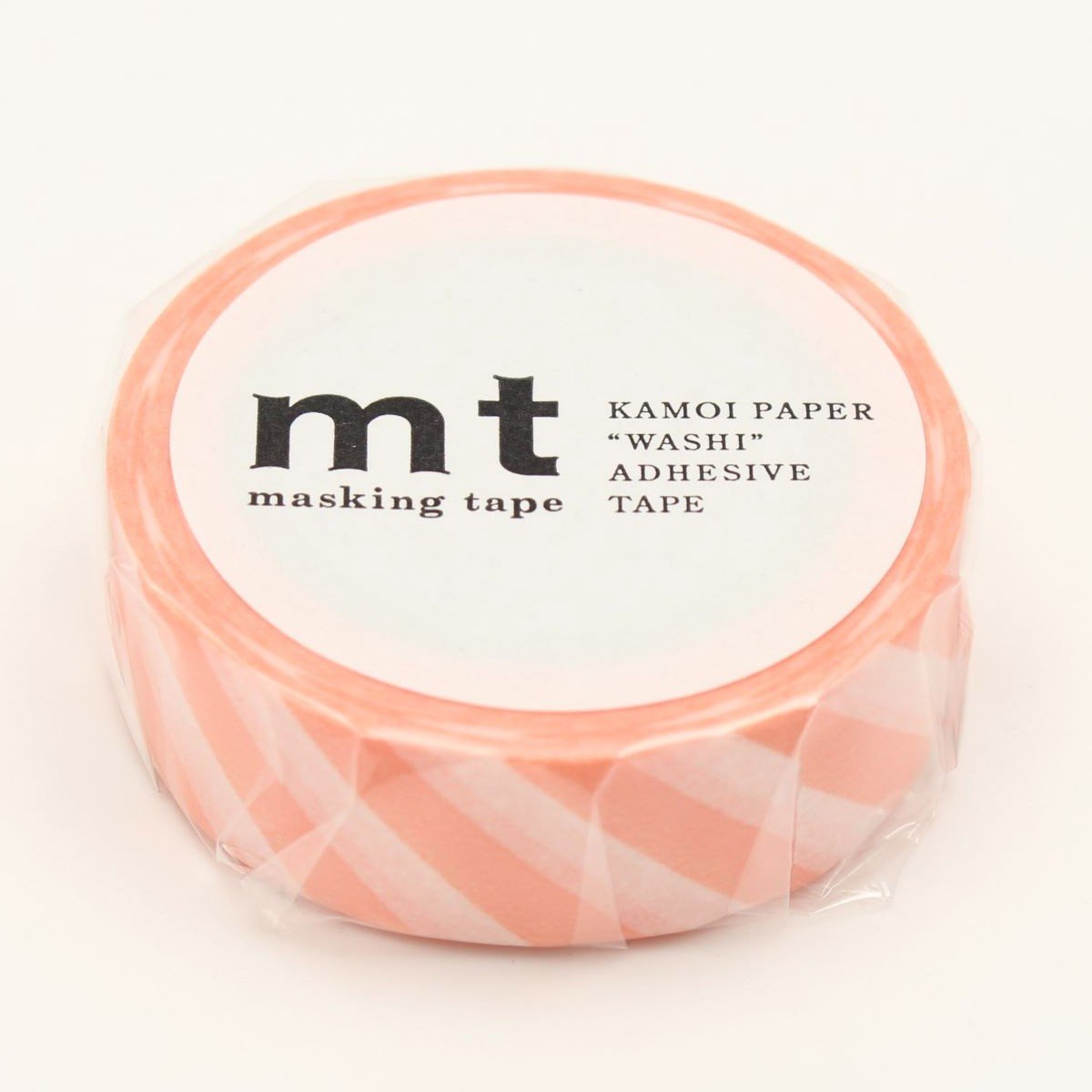 MT Masking Tape - Stripe Salmon Pink - 15mm - 7m - 24Papershop