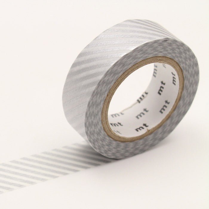 MT Masking Tape - Stripe Silver 15mm x 7m - 24Papershop