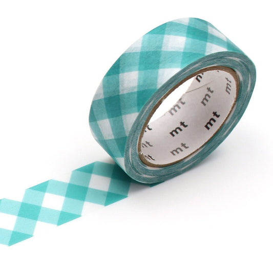 MT Masking Tape - Thick Checkered Green 15mm x 7m - 24Papershop