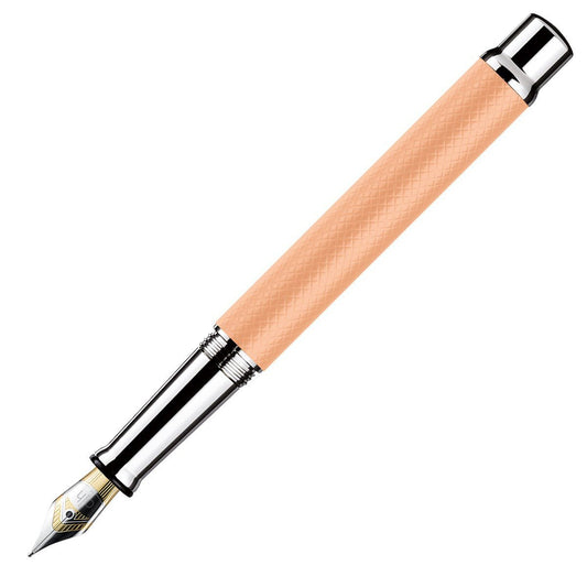 Otto Hutt Fountain Pen Design 04 - Checked Guilloche Frosted Apricot Platin - 24Papershop