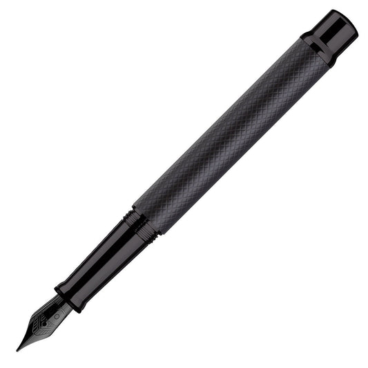 Otto Hutt Fountain Pen Design 04 - Checked Guilloche Frosted Black PVD - 24Papershop