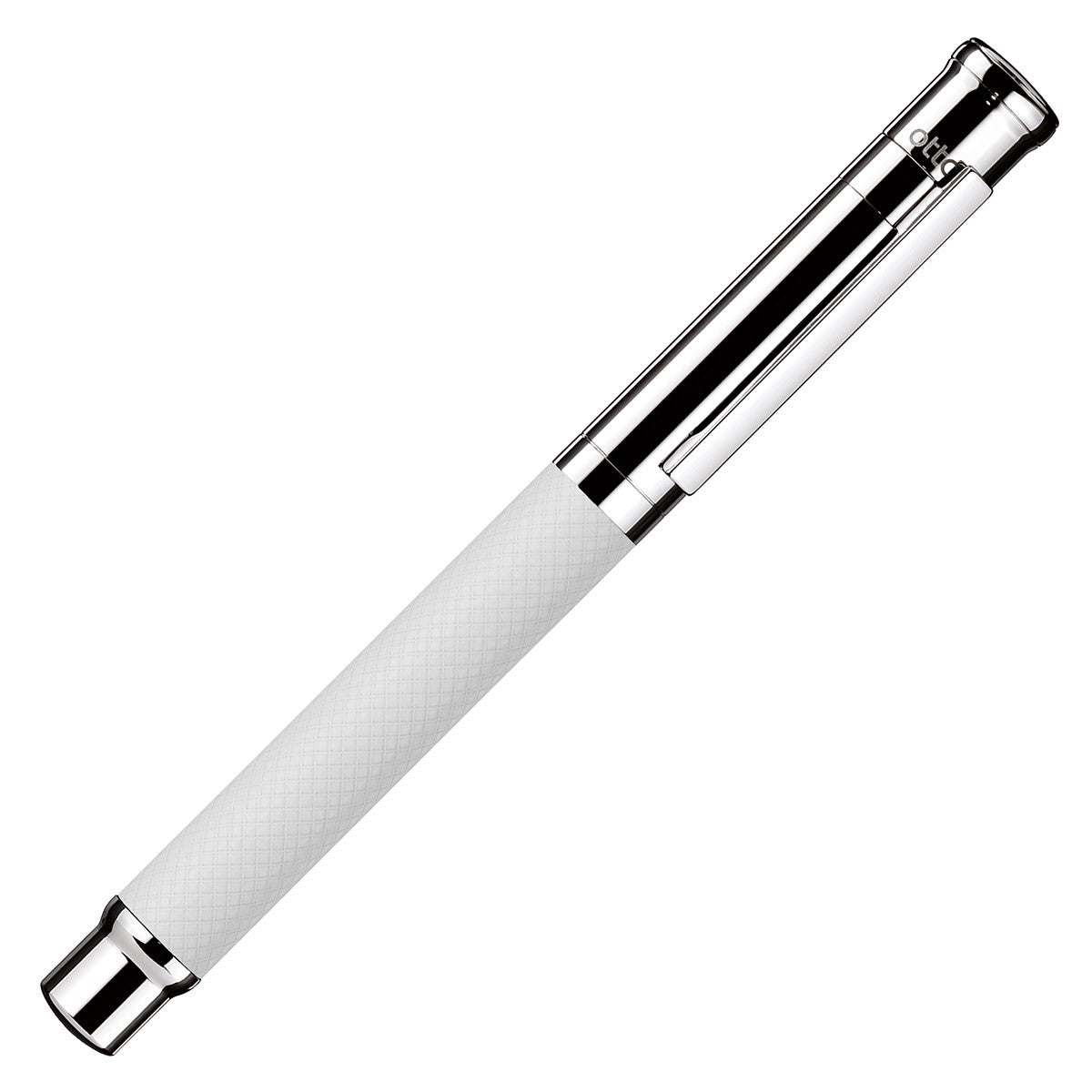 Otto Hutt Fountain Pen Design 04 - Checked Guilloche Frosted White Platin - 24Papershop