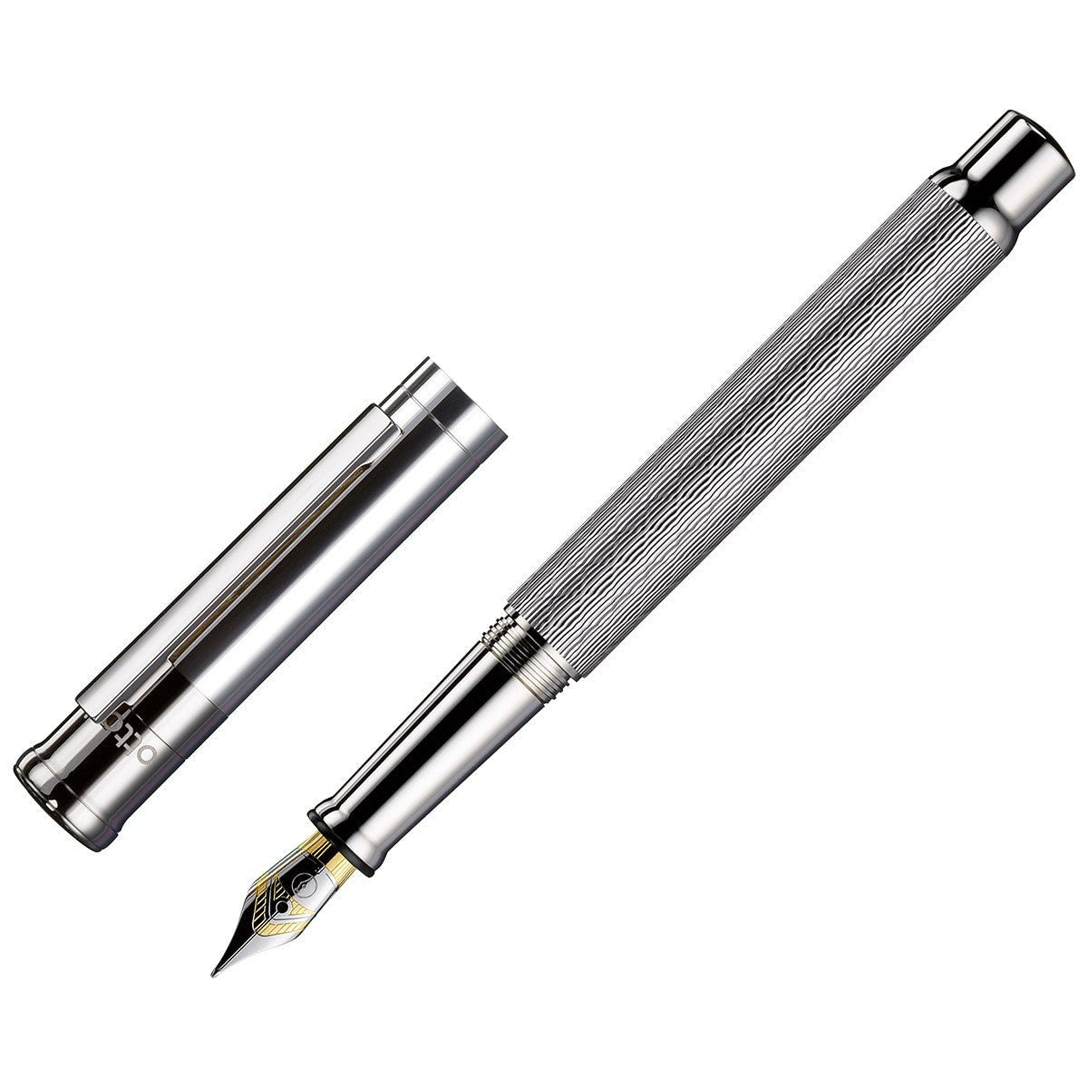 Otto Hutt Fountain Pen Design 04 - Princess Cut - Guilloche Silver Platin - 24Papershop