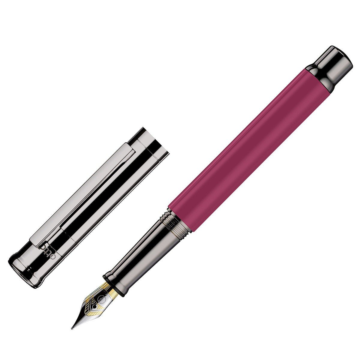 Otto Hutt Fountain Pen Design 04 - Shine Carmine Rose Ruthenium - 24Papershop