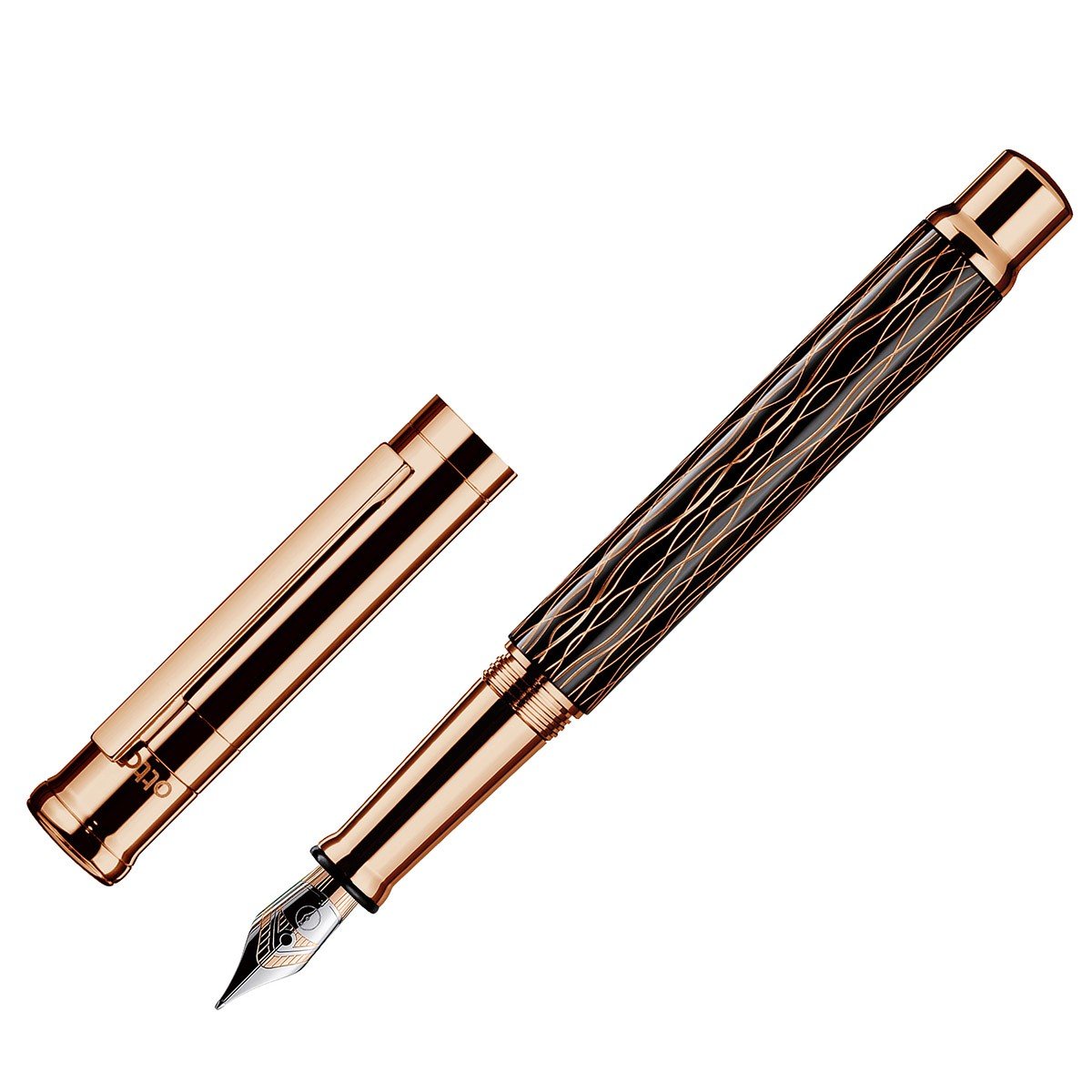 Otto Hutt Fountain Pen Design 04 - Wave Black Rosegold - 24Papershop