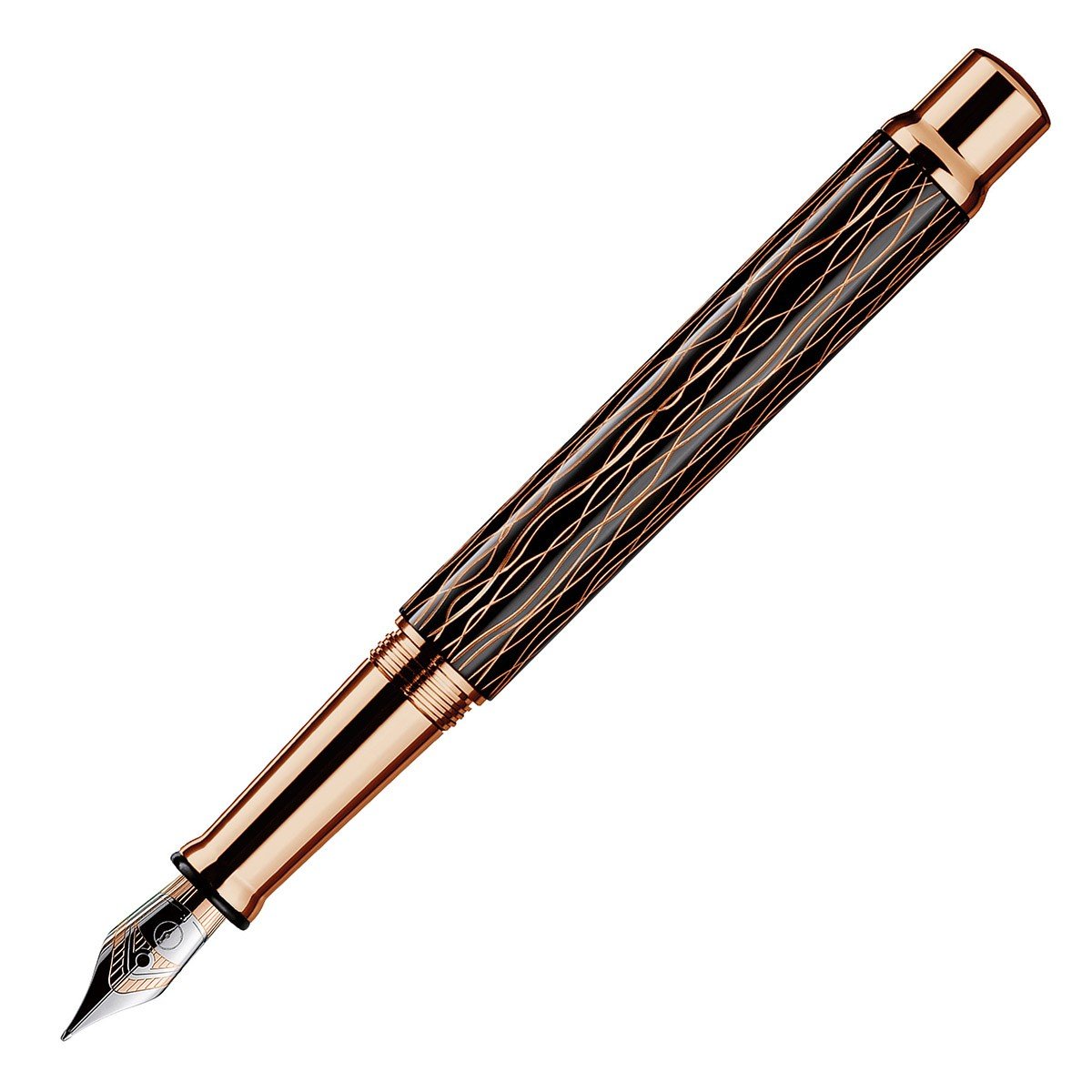 Otto Hutt Fountain Pen Design 04 - Wave Black Rosegold - 24Papershop